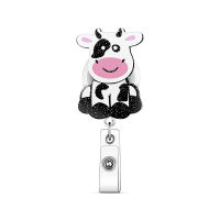 Bag Pendant Cute Cow Badge Clip Card Holder Students Doctor ID Card Holder Badge Clip Adge Holder