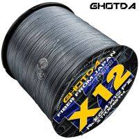 GHOTDA Braided PE Line X12 Super Strong for Big Fish Multifilament Braided Fishing Line Smoother 300/500/1000M