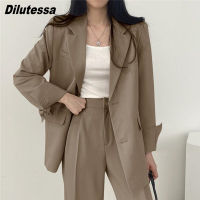 Dilutessa ผู้หญิง Blazer Coat เกาหลีสไตล์ลำลองหลวม Oversize เสื้อแขนยาว Blazer Jacket Coat (เท่านั้น Blazer)