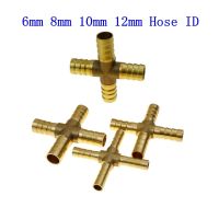 Hose ID 6mm 8mm 10mm 12mm Brass Barb Fitting Cross 4 way hose Tail barb connector