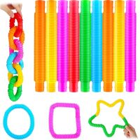 【CW】 Fidget Magical Colorful Folding Plastic Pop Tube Coil Teaching Educational