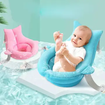 Baby Shower Bath Tub Pad & Chair Foldable Bath Seat Support Mat Newborn Bathtub  Pillow Infant Anti-Slip Soft Comfort Cushion