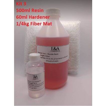 Fiberglass Premix Resin Sets (B3)-500ml Resin, 60 Ml Hardener W 14kg ...