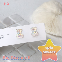 ?【Lowest price】FG ต่างหูเกาหลีเครื่องประดับคริสตัลอัลลอยด์น่ารักต่างหูหมีสำหรับเป็นของขวัญสำหรับผู้หญิง