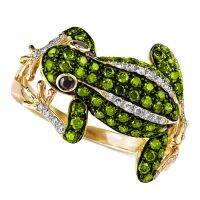 [COD] Cao Shis autumn and winter new personality creative realistic frog shape micro-inlaid zircon womens ring wholesale