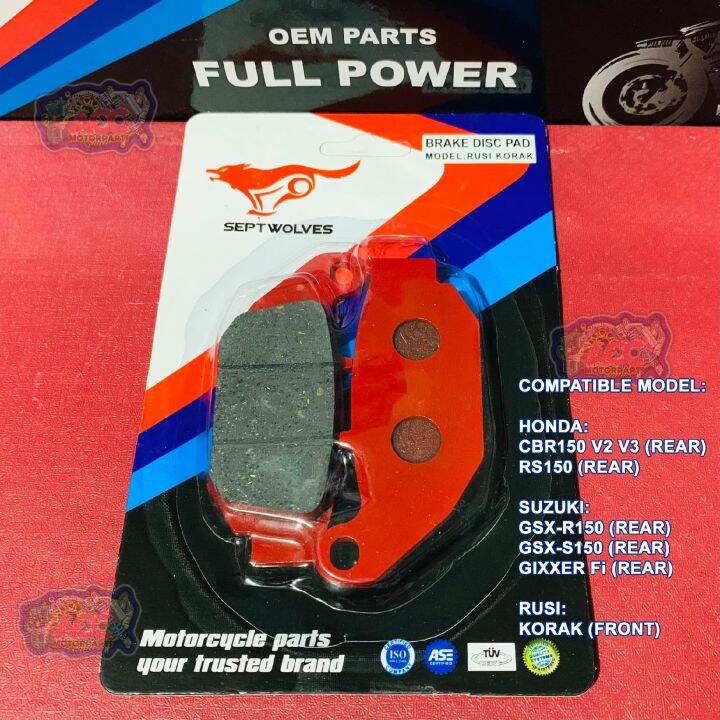 ACC Brake Pad for CBR150 v2 v3, GSXR150, GSXS150, GIXXER Fi, RS150