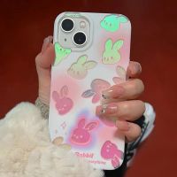 ❤️จัดส่งทันที❤️เคสไอโฟน11/12/13/14 max ซิลิก้าเจล เคสเลเซอร์ cute pink bunny iPhone 1112131414PM13PM