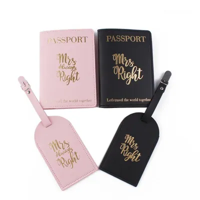 4PCS Portable Mr Mrs Passport Covers Luggage Tags Gift Set for Couples Honeymoon Travel Card Protector Wedding Bridal Shower Hot