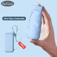 EsoGoal ร่มขนาดเล็กทรงร่มกัน UV 99%,ร่มสีดำกันลมผ้าคลุมร่มใช้งานได้สองแบบร่มกันแสงยูวีกันฝนร่มกันแดดกรอบร่มกันลมพร้อมกล่องเก็บของฟรี