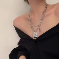 lovemango สร้อยคอวินเทจ สร้อยคอพังค์ สร้อยคอแฟชั่น Punk retro dark thick clavicle chain male tide short necklace female hip hop medal letter