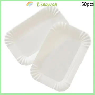 100pcs Square White Paper Plates Disposable Tableware Plate Dishes For  Fruit Cake Dessert Snacks Food Festival