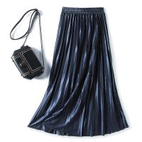 COD DSFERTGERRYYY Ice Silk Chiffon Pleated Skirt Spring Summer New Style Long Mid-Length Women Lining High Waist Drape