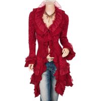 Vintage Renaissance Coat ผู้หญิงเสื้อลูกไม้ Victorian Steampunk Stand Collar ยุคกลาง Lace Up ชุดสูท Countess Cardigan