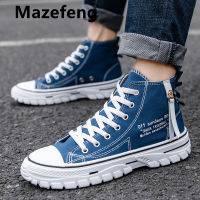 Mazefeng Mens Boots Autumn Winter High Top Vulcanized Sneakers Handmade Male Ankle Shoes Lace Up Comfortable Mens Casual Shoes