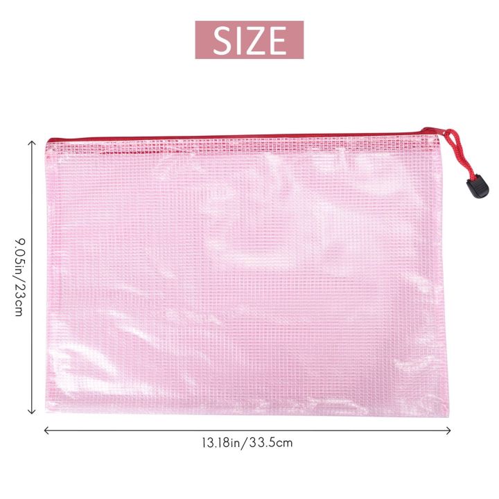 16pcs-mesh-zipper-pouch-document-bagwaterproof-zip-file-foldersa4-size-for-school-office-suppliestravel-storage-bags