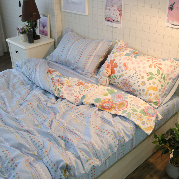 hot-ขายส่งผ้าฝ้ายแท้ขนาดเล็กสด-b-amp-b-อพาร์ทเมนท์เตียงเดี่ยวผ้าปูที่นอนผ้านวมผ้าปูที่นอนปลอกหมอนผ้าฝ้ายสำหรับเตียง