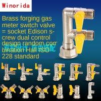 Brass Gas Meter Switch Connector One Point Two Way Natural Gas Meter Ball Valve Valve Three-way M30 Turn 1/2 Inch Gas Stove