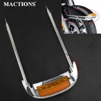 Motorcycle Chrome Fender Trim Lamp Air Wing Front Fender Rail With Tip Light For Harley Tou Ultra Limited Low FLHTKL 2015-19