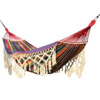 Double Hammock Cotton Canvas Portable Camping Hammock Hanging Hammock Chair for Travel Patio Garden Colorful