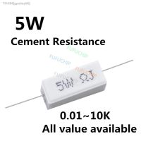 ☊ 5pcs 5W 39 47 51 56 75 82 100 120 150 ohm 39R 47R 51R 56R 75R 82R 100R 120R 150R Ceramic Cement Power Resistance Resistor 5