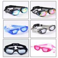 New Sale Professional Swimming Goggles Swimming Glasses with Earplugs Nose Clip Electroplate Waterproof Silicone eye shield OPP