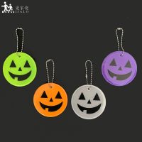 Halloween Pumpkin Monster Pattern Reflective Safety Warning Pendant Light Reflection Keychain Night Riding Walking Bike Gift Safety Cones Tape