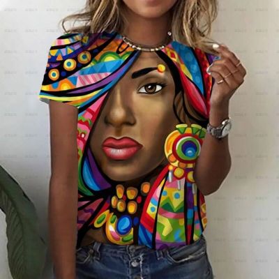 Summer New African Girls 3D Printed Tshirt Fashion Women Round Neck Oversized T Shirt Harajuku Streetwear Sexy Girl Tops Tees