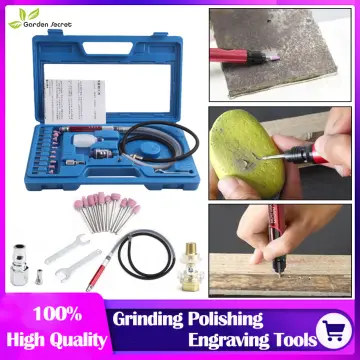 90 Degree Micro Air Die Grinder 1/4'' Mini Pneumatic Grinding Machine with  2inch Grinding Discs Polishing Tools Engraving Kits