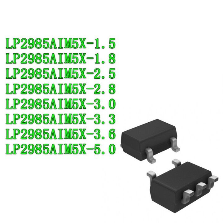 10ชิ้น LP2985AIM5X-3.3 SOT23-5 LP2985AIM5X LP2985AIM5-5.0 1.5 1.8 2.5 2.8 3.3 3.0 3.6 5.0 3V 5V LP2985 SMD