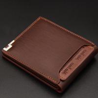 PU Leather Casual Men Wallet Slim Brown Solid No Zipper Wallet Coin Purse Credit Card Holder Functional Short Wallets