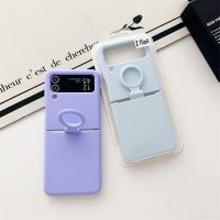 Solid Color Liquid Silicone Soft Case For Samsung Z Flip 3 Skin Feel Ring Bracket Shockproof Cover For Galaxy Z Flip 4 Flip 2 1 Phone Cases