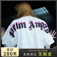 Palm Palm Angels Bat Sleeve Back Letter Print Short Sleeve Loose Round Neck Drop Shoulder Mens and Womens T-Shirt