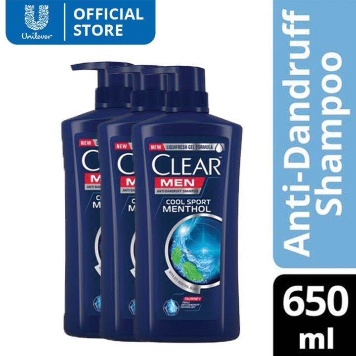 [BUNDLE OF 3] Clear Men Anti Dandruff Shampoo Cool Sport Menthol 650ml ...