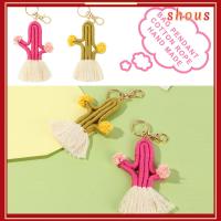 SHOUS โบโฮ ของขวัญ เชือกฝ้าย อินเทรนด์ ที่ใส่กุญแจรถ ผู้หญิง พวงกุญแจกระบองเพชร พู่ พวงกุญแจกระบองเพชร โบฮีเมีย