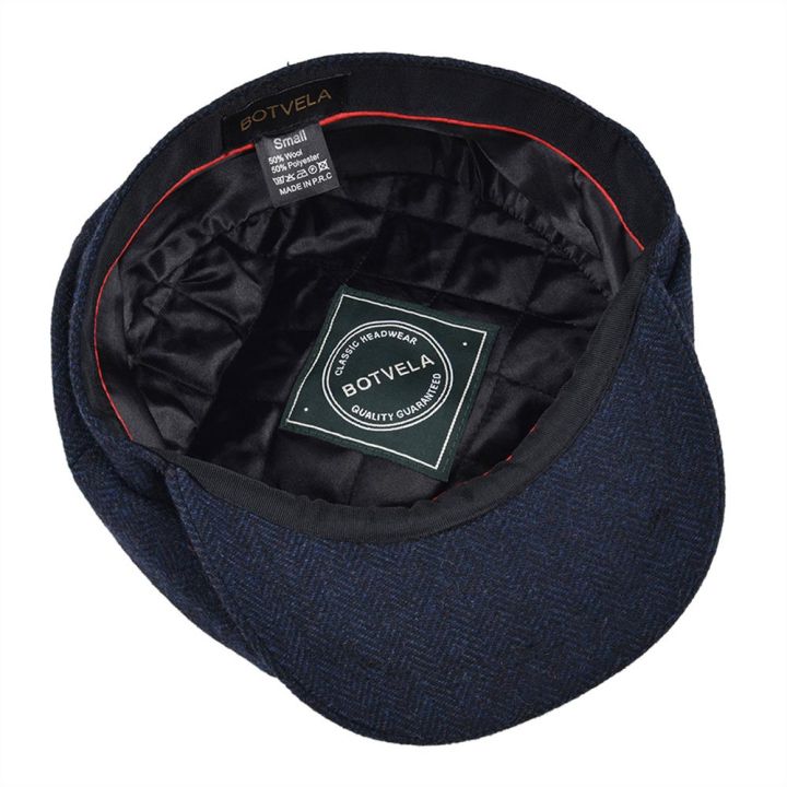 boela-ขนสัตว์-t-navy-blue-herringbone-newsboy-หมวกผู้ชาย8-quarter-แผง-cabbie-แบนหมวกผู้หญิง-driver-beret-หมวก