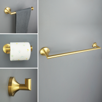 Brushed Gold อุปกรณ์ห้องน้ำ Wall Mount ชั้นวางห้องน้ำ Bath ฮาร์ดแวร์ผู้ถือกระดาษผ้าขนหนู Bar Rack Rail Rod Robe Hook Hanger