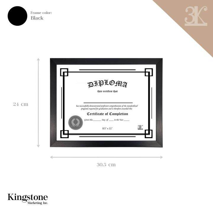 3K Frames Diploma Certificate Frame 8.5 x 11 Size Natural Maroon Black