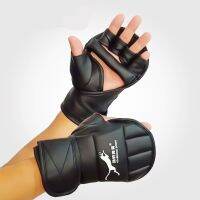 2021 Half Finger Black Boxing Gloves Men Mitts Sanda Karate Punching Sandbag TKD Hand Protector Boxeo MMA Muay Thai KickBoxing