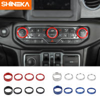 SHINEKA Automotive Interior Stickers for Jeep Wrangler JL 2018 Headlight Air Conditioning Switch Knob Button Decoration Ring