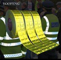 VOOFENG Checkered Shape High Visibility Microprismatic Reflective PVC Tape Sewing on Clothing Bag  Warning Tape 5CM Width Safety Cones Tape