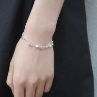 Sterling Silver Hollow-out Transfer Bead Bracelet Female Student Korean Simple Bracelet Bestie Bracelet for Birthdays and Valentines Days Gift