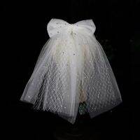 Wedding Veils Rhinestone Bowknot Short White Multi-layer Gauze Bridal Veil for Wedding Bridal Cocktail Headwear Hair Accessories Hair Accessories