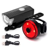 USB Rechargeable Bike LED Taillight Headlight Sets Waterproof Bicycle Front Lights Rear Lamp Night Ridding Safety Warning Light