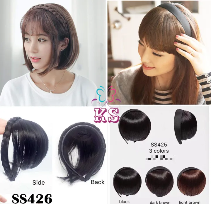 Korean Style Wig Front Hair Bangs Fringe Hair Extensions Synthetic Wigs  Headband for Women Girls | Lazada PH