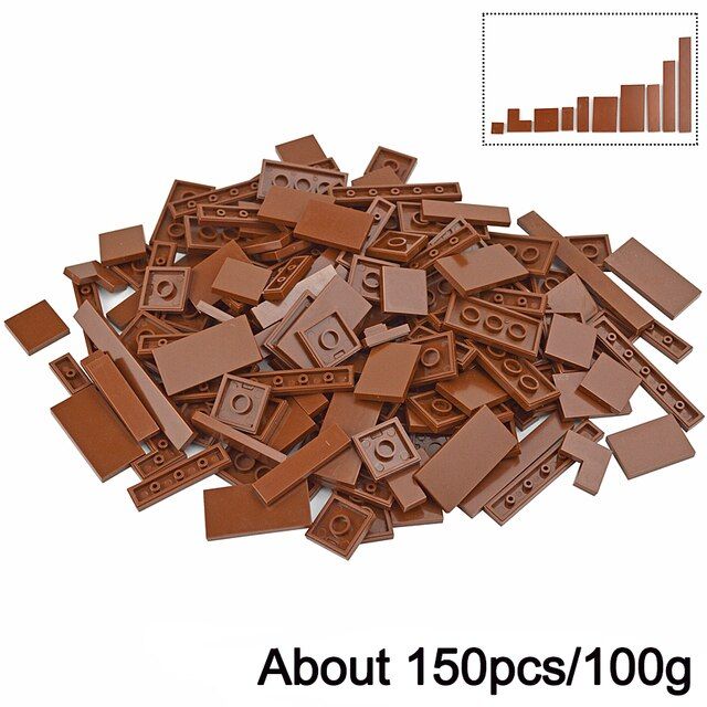 150pcs-bulk-smooth-flat-plate-building-block-1x1-1x2-1x6-dots-thin-tile-bricks-for-kid-leduo-toy-mixed-particle-compatible-brand