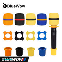 BlueWow Handheld Microphone Windscreen Foam Cover and Anti-Roll Device High-Density Mic Foam Anti-Rolling Mic Protection Silicone Ring Bottom Rod Sleeve Holder Set