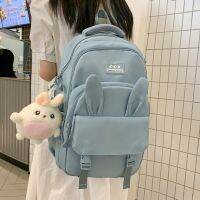 HOT14★Women Backpacks Design Multi-pockets Cute Rabbit Ears Cal Tote High Street Harajuku Large Capacity Backpack Teens Travel Bag