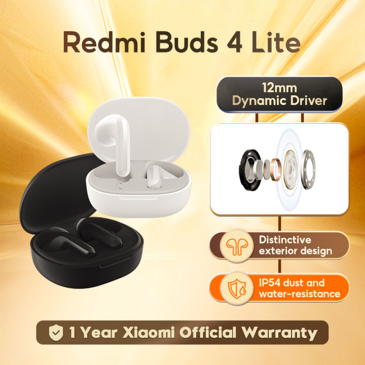 Xiaomi Redmi Buds 4 Lite, True Wireless Earbuds, IP54 Dust and Water  Resistance