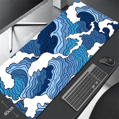 ❇ Large Gaming Mousepad Design Wave Mouse Pad Computer Desk Mat Mouse Mat 90x40cm Desk Pad For PC Keyboard Mat Table Rug