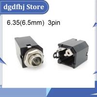 Dgdfhj Shop 2pc PJ-612A 3Pin 6.35mm 6.5 mono Female power Jack Panel Mount Solder Nut Headphone Connector Socket 1/4 inch Audio Microphone